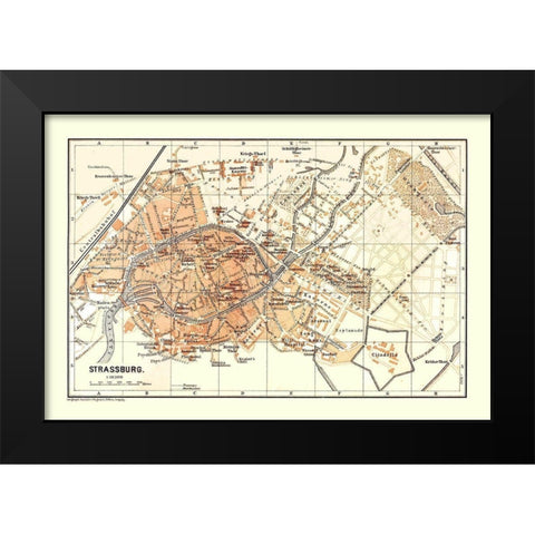 Strasbourg France - Baedeker 1896 Black Modern Wood Framed Art Print by Baedeker