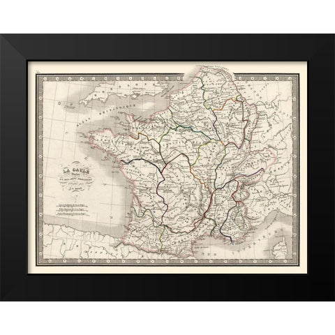 Ancient France Ten Provinces - Monin 1839 Black Modern Wood Framed Art Print by Monin