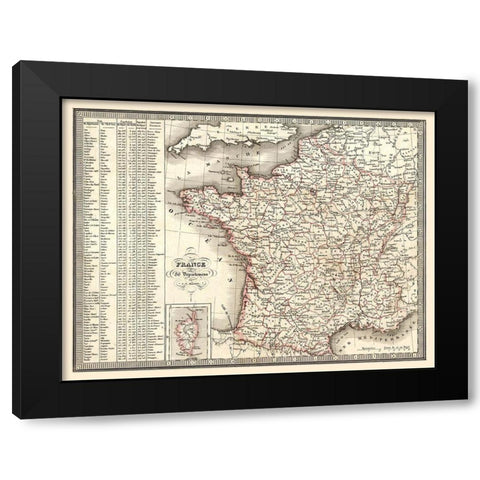 86 Departments France - Monin 1839 Black Modern Wood Framed Art Print by Monin
