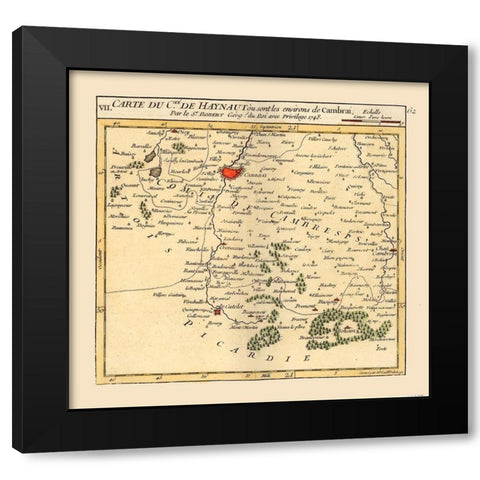 Cambrai Environs France - Robert 1748  Black Modern Wood Framed Art Print by Robert