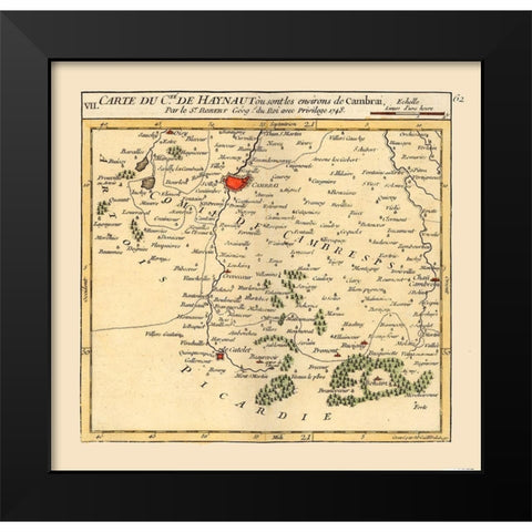 Cambrai Environs France - Robert 1748  Black Modern Wood Framed Art Print by Robert