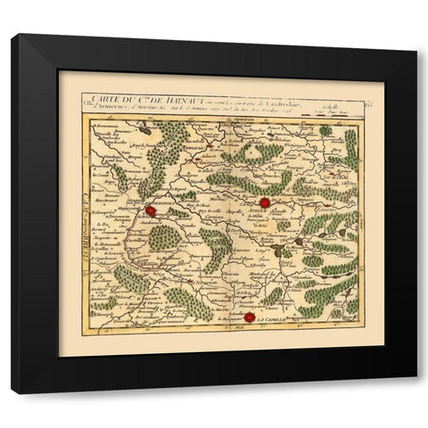 Landrecies France - Robert 1748  Black Modern Wood Framed Art Print with Double Matting by Robert