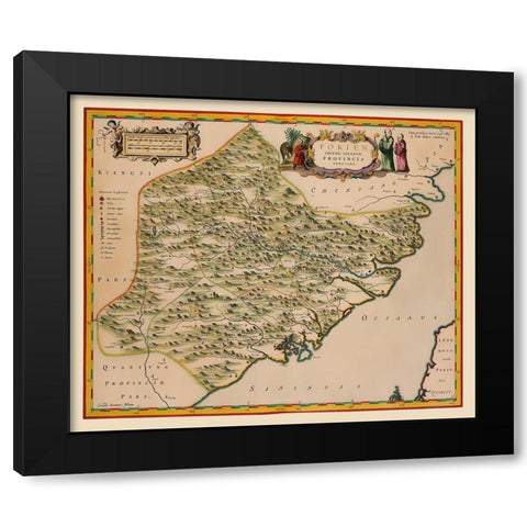 Fujian Province China - Blaeu 1655 Black Modern Wood Framed Art Print with Double Matting by Blaeu