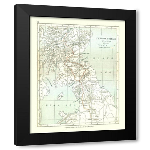 Central Britain 1715 - Gardiner 1902 Black Modern Wood Framed Art Print with Double Matting by Gardiner