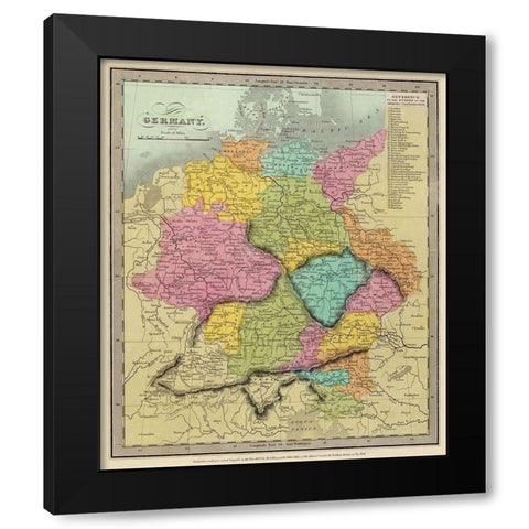 Germany - Burr 1834 Black Modern Wood Framed Art Print by Burr
