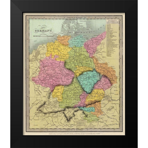 Germany - Burr 1834 Black Modern Wood Framed Art Print by Burr