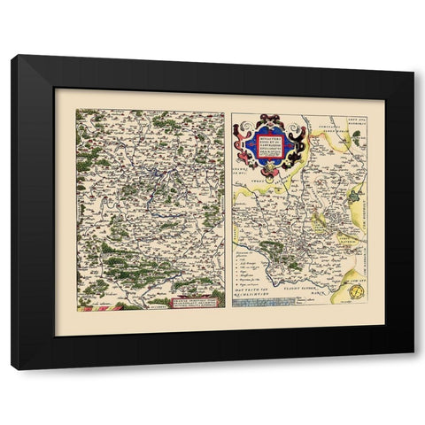 Schleswig Holstein Region Germany - Ortelius 1573 Black Modern Wood Framed Art Print by Ortelius
