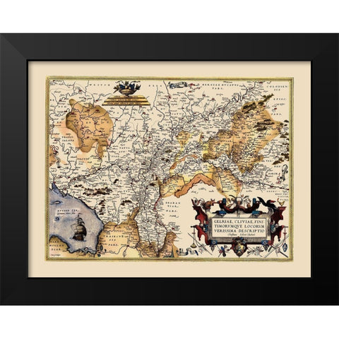 Gelderland Netherlands - Ortelius 1595 Black Modern Wood Framed Art Print by Ortelius