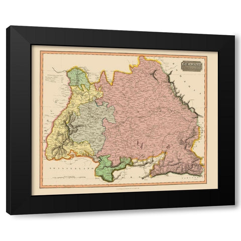 South of the Mayne Germany - Thomson 1816 Black Modern Wood Framed Art Print with Double Matting by Thomson