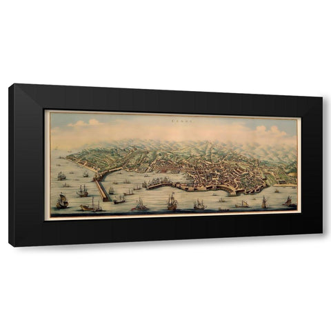 Genoa Panoramic Italy - Mortier 1704 Black Modern Wood Framed Art Print by Mortier