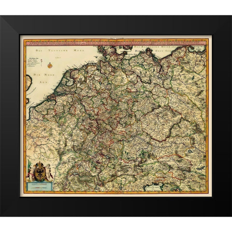 German Roman Empire Germany - Visscher 1681 Black Modern Wood Framed Art Print by Visscher