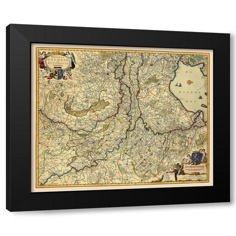 Gelderland Zutphen Netherlands - Visscher 1682 Black Modern Wood Framed Art Print by Visscher