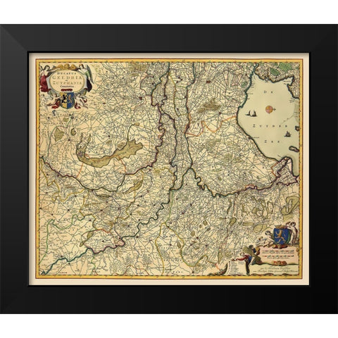 Gelderland Zutphen Netherlands - Visscher 1682 Black Modern Wood Framed Art Print by Visscher