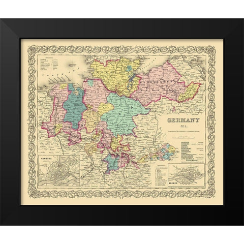 Germany 1 - Colton 1855 Black Modern Wood Framed Art Print by Colton