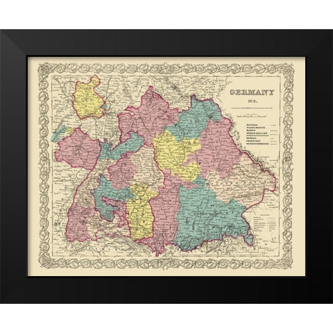Germany 3 - Colton 1855 Black Modern Wood Framed Art Print by Colton