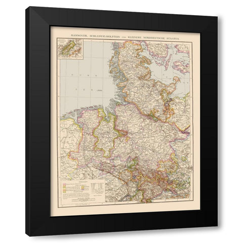 Northern Germany - Velhagen 1881 Black Modern Wood Framed Art Print by Velhagen