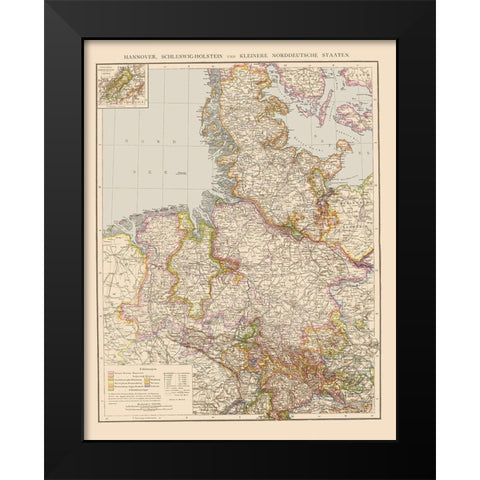 Northern Germany - Velhagen 1881 Black Modern Wood Framed Art Print by Velhagen