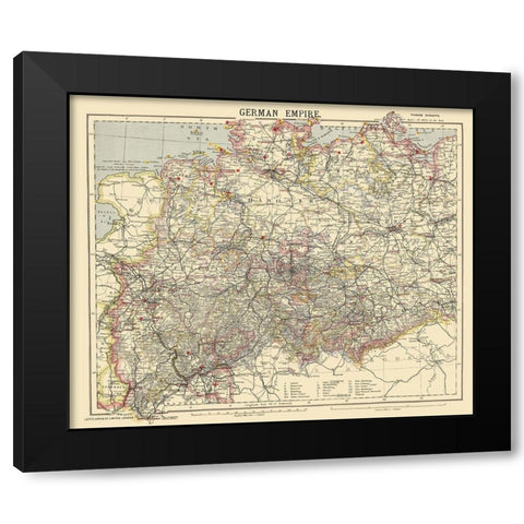German Empire 1 Germany - Letts 1883 Black Modern Wood Framed Art Print by Letts