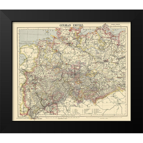 German Empire 1 Germany - Letts 1883 Black Modern Wood Framed Art Print by Letts