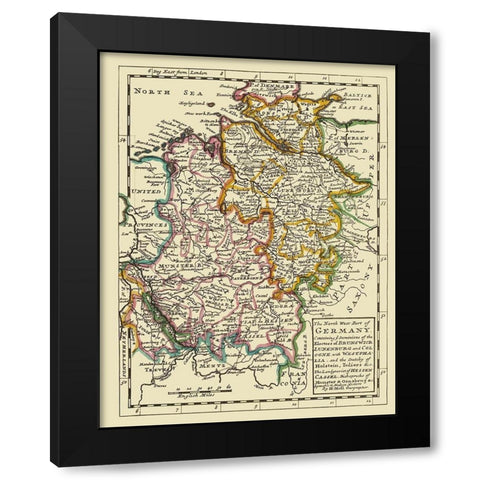 Northwest Germany - Bowles 1883 Black Modern Wood Framed Art Print by Bowles