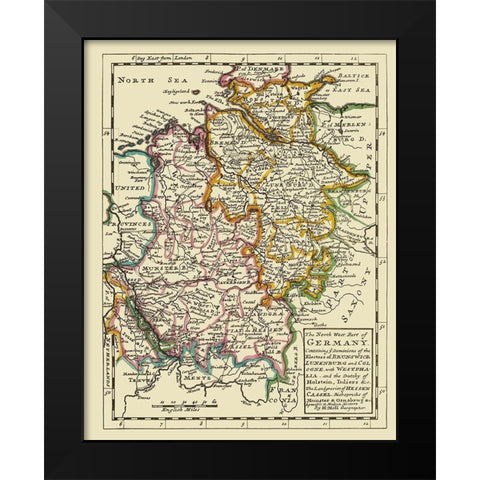 Northwest Germany - Bowles 1883 Black Modern Wood Framed Art Print by Bowles