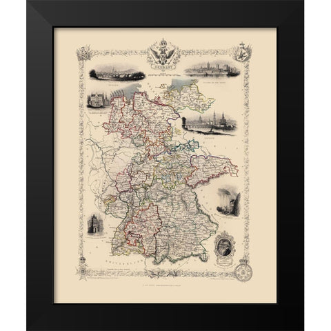 Germany - Tallis 1851 Black Modern Wood Framed Art Print by Tallis