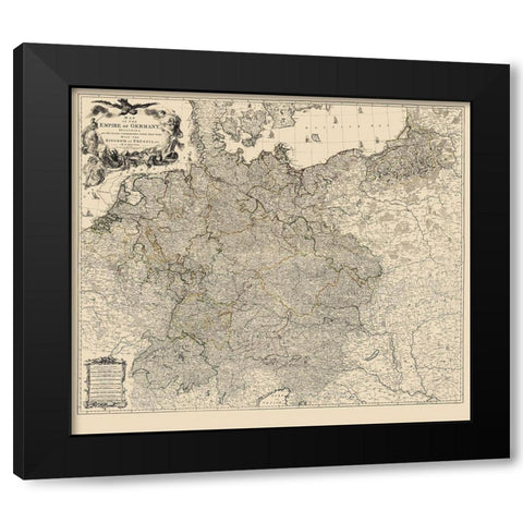 Germany Empire - Delarochette 1782 Black Modern Wood Framed Art Print with Double Matting by Delarochette