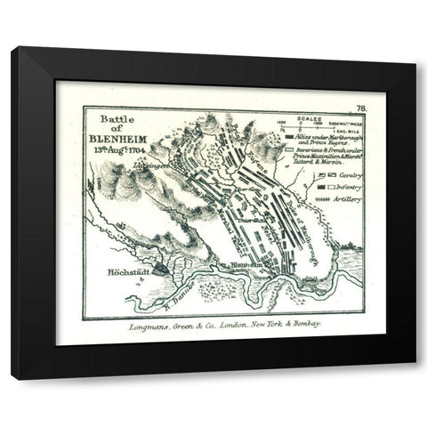 Europe Battle of Blenheim in 1704 Germany Black Modern Wood Framed Art Print with Double Matting by Gardiner