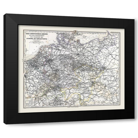 Europe German Railways Steamboats Germany Black Modern Wood Framed Art Print by Stieler