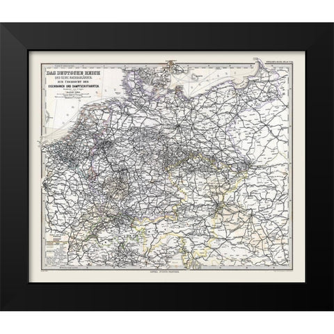 Europe German Railways Steamboats Germany Black Modern Wood Framed Art Print by Stieler