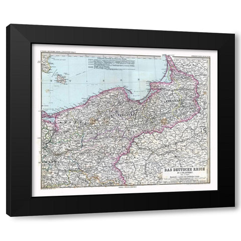 Northeast Germany - Stieler 1885 Black Modern Wood Framed Art Print with Double Matting by Stieler