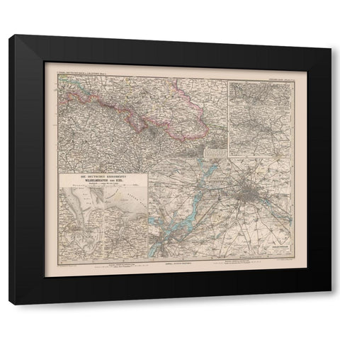 Silesia Germany - Stieler 1885 Black Modern Wood Framed Art Print by Stieler