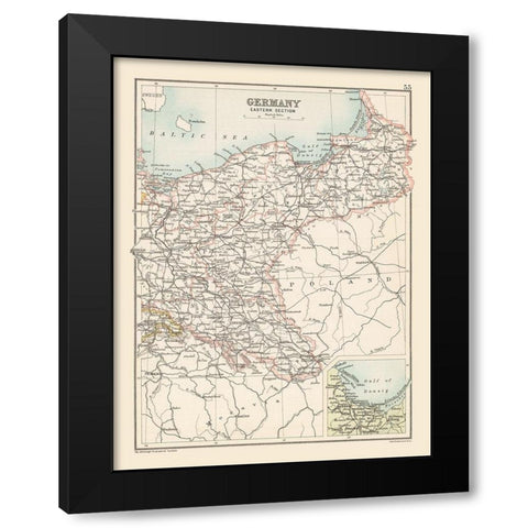 Eastern Germany - Bartholomew 1892 Black Modern Wood Framed Art Print by Bartholomew
