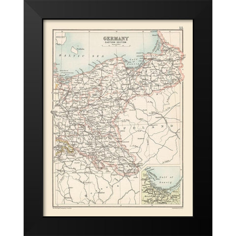 Eastern Germany - Bartholomew 1892 Black Modern Wood Framed Art Print by Bartholomew