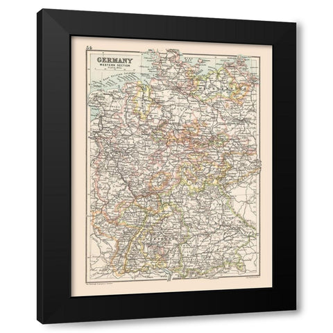 Western Germany - Bartholomew 1892 Black Modern Wood Framed Art Print by Bartholomew