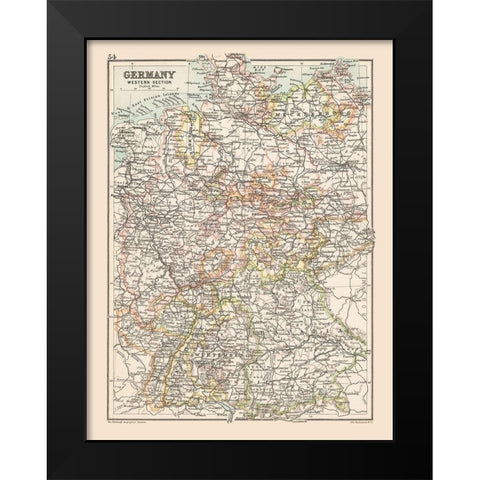 Western Germany - Bartholomew 1892 Black Modern Wood Framed Art Print by Bartholomew