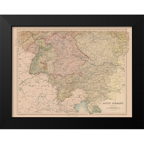 South Germany - Black 1867 Black Modern Wood Framed Art Print by Black