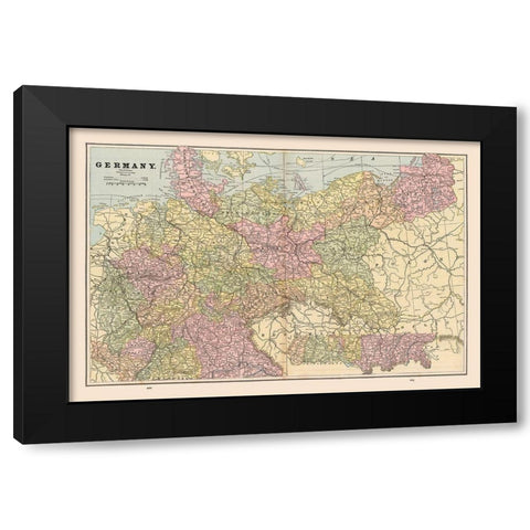 Germany - Cram 1888 Black Modern Wood Framed Art Print by Cram