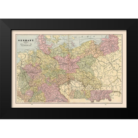 Germany - Cram 1888 Black Modern Wood Framed Art Print by Cram