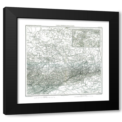 Saxe Germany - Thiers 1866 Black Modern Wood Framed Art Print with Double Matting by Thiers