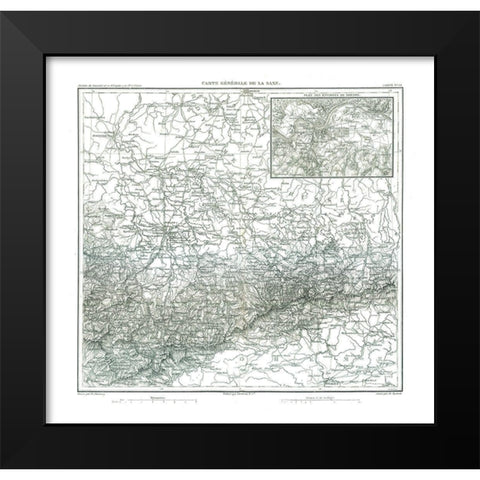 Saxe Germany - Thiers 1866 Black Modern Wood Framed Art Print by Thiers