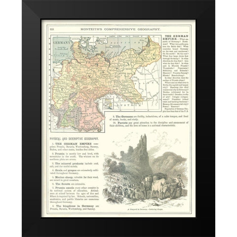 Germany - Monteith 1882 Black Modern Wood Framed Art Print by Monteith