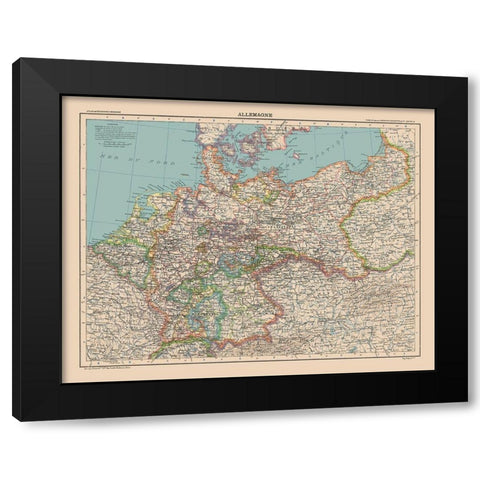 Germany - Schrader 1908 Black Modern Wood Framed Art Print by Schrader