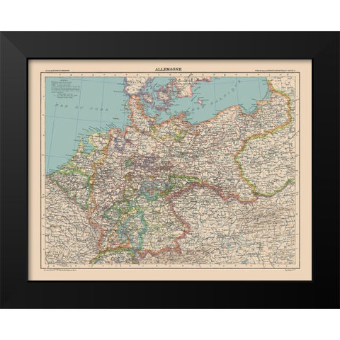 Germany - Schrader 1908 Black Modern Wood Framed Art Print by Schrader