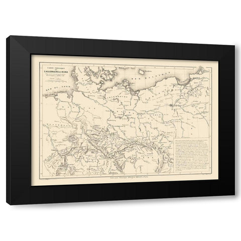 Physical North Germany - Drioux 1882 Black Modern Wood Framed Art Print with Double Matting by Drioux