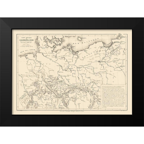 Physical North Germany - Drioux 1882 Black Modern Wood Framed Art Print by Drioux
