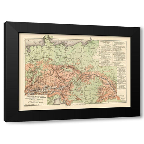 Prussia Germany - Drioux 1882 Black Modern Wood Framed Art Print by Drioux