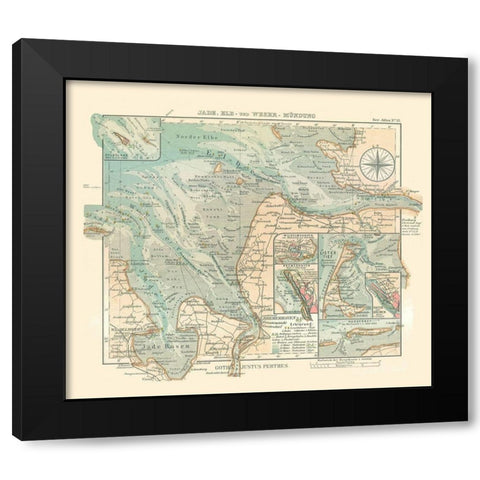 Jade Bight Elbe Weser Germany - Perthes 1914 Black Modern Wood Framed Art Print with Double Matting by Perthes