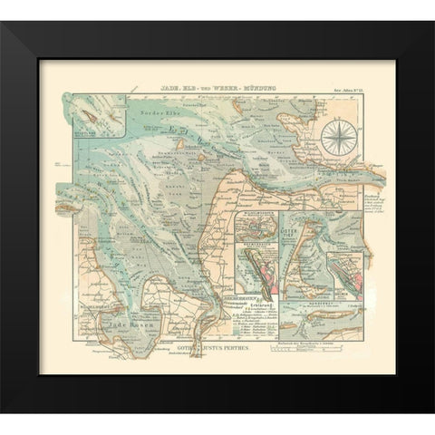 Jade Bight Elbe Weser Germany - Perthes 1914 Black Modern Wood Framed Art Print by Perthes