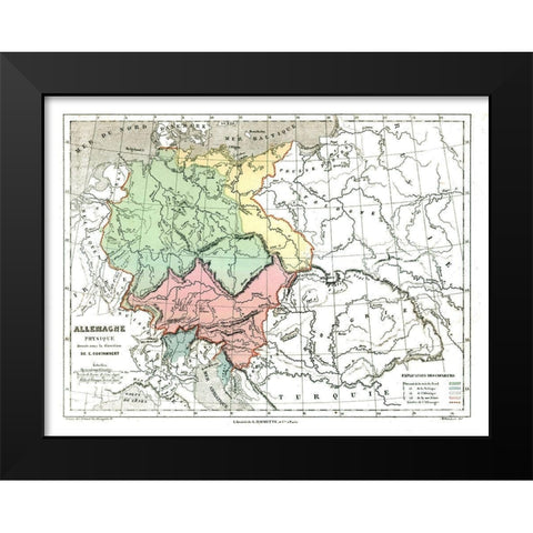 Physical Germany - Cortambert 1880 Black Modern Wood Framed Art Print by Cortambert